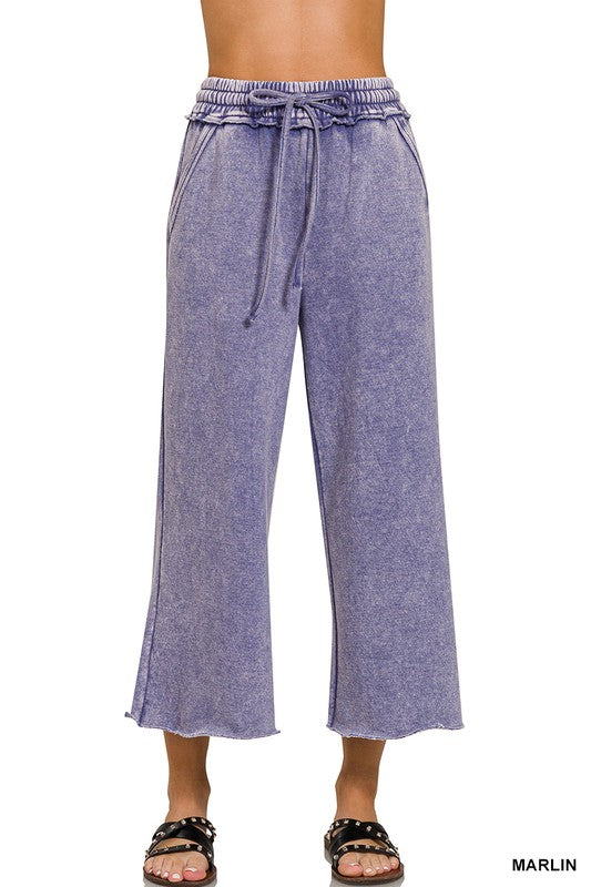Fancy Washed Palazzo Pants Z795
