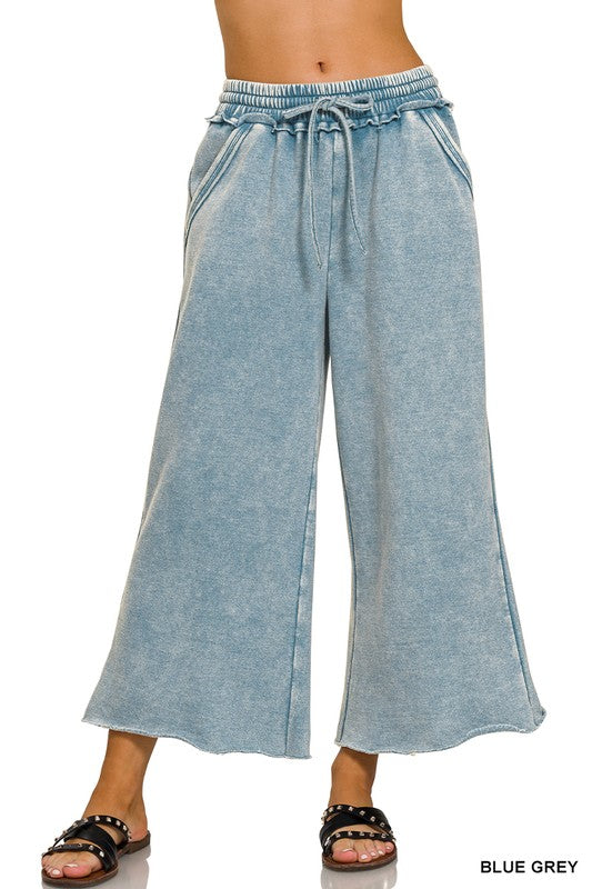 Fancy Washed Palazzo Pants Z795