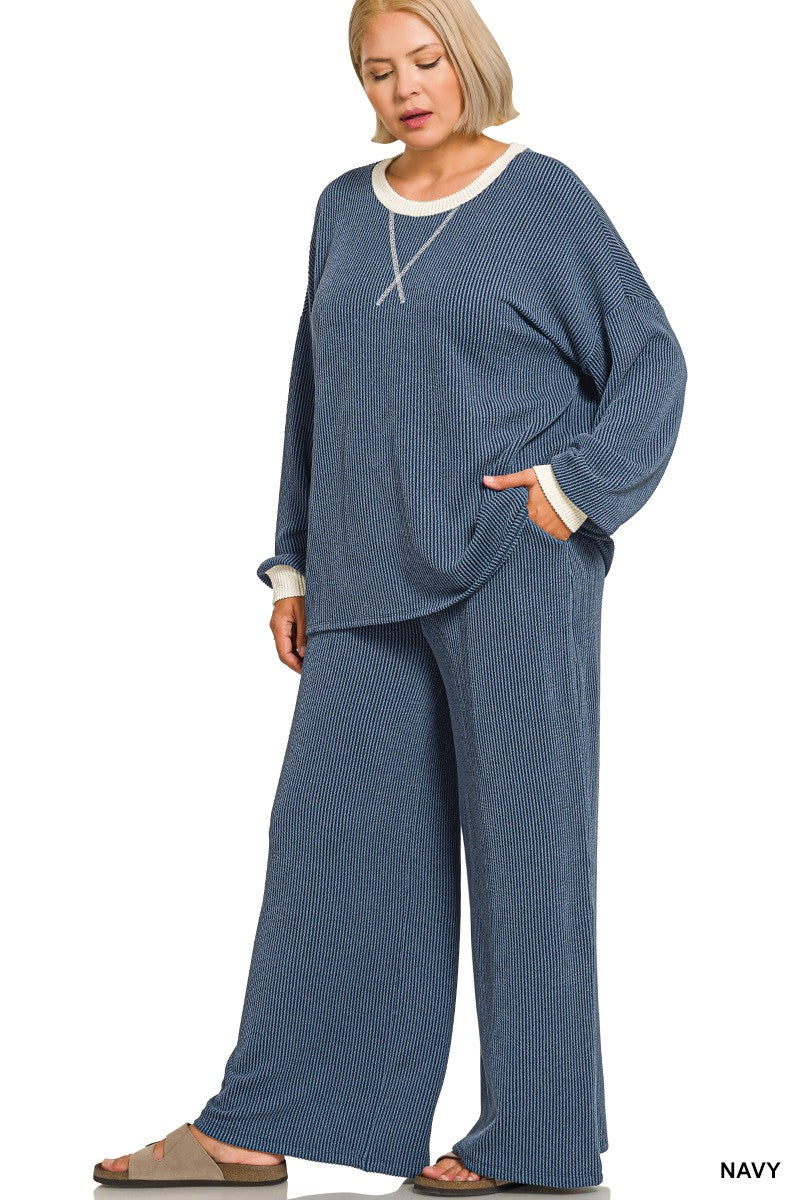 Making Wave Ribbed Pants Set Z840