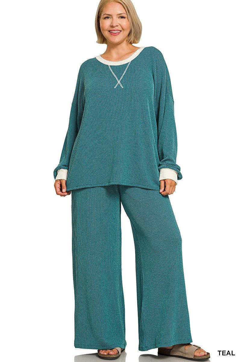 Making Wave Ribbed Pants Set Z840