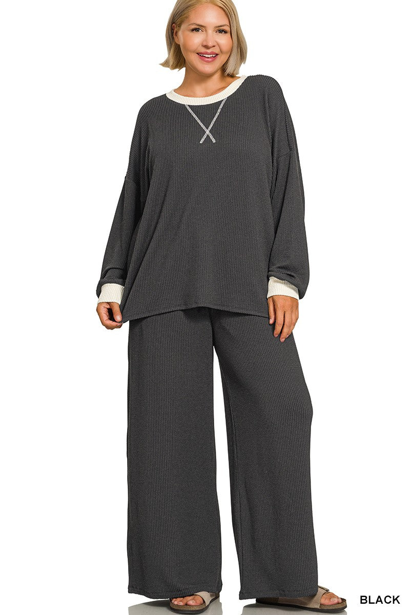 Making Wave Ribbed Pants Set Z840