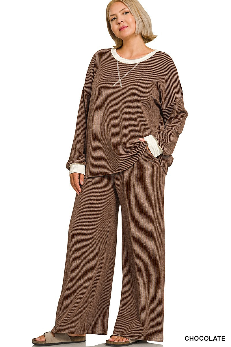 Making Wave Ribbed Pants Set Z840