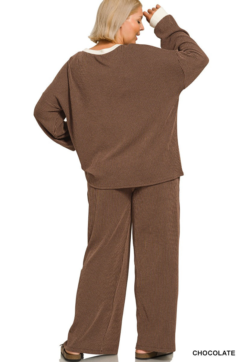 Making Wave Ribbed Pants Set Z840