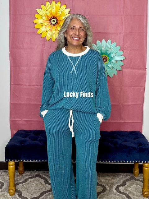 Making Wave Ribbed Pants Set Z840