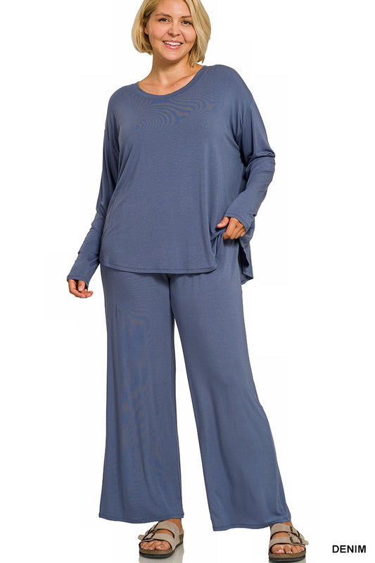 Round Neck Curvy Pants Set Z843