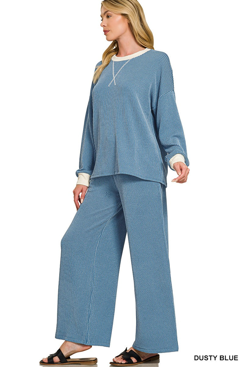 Making Wave Ribbed Pants Set Z840