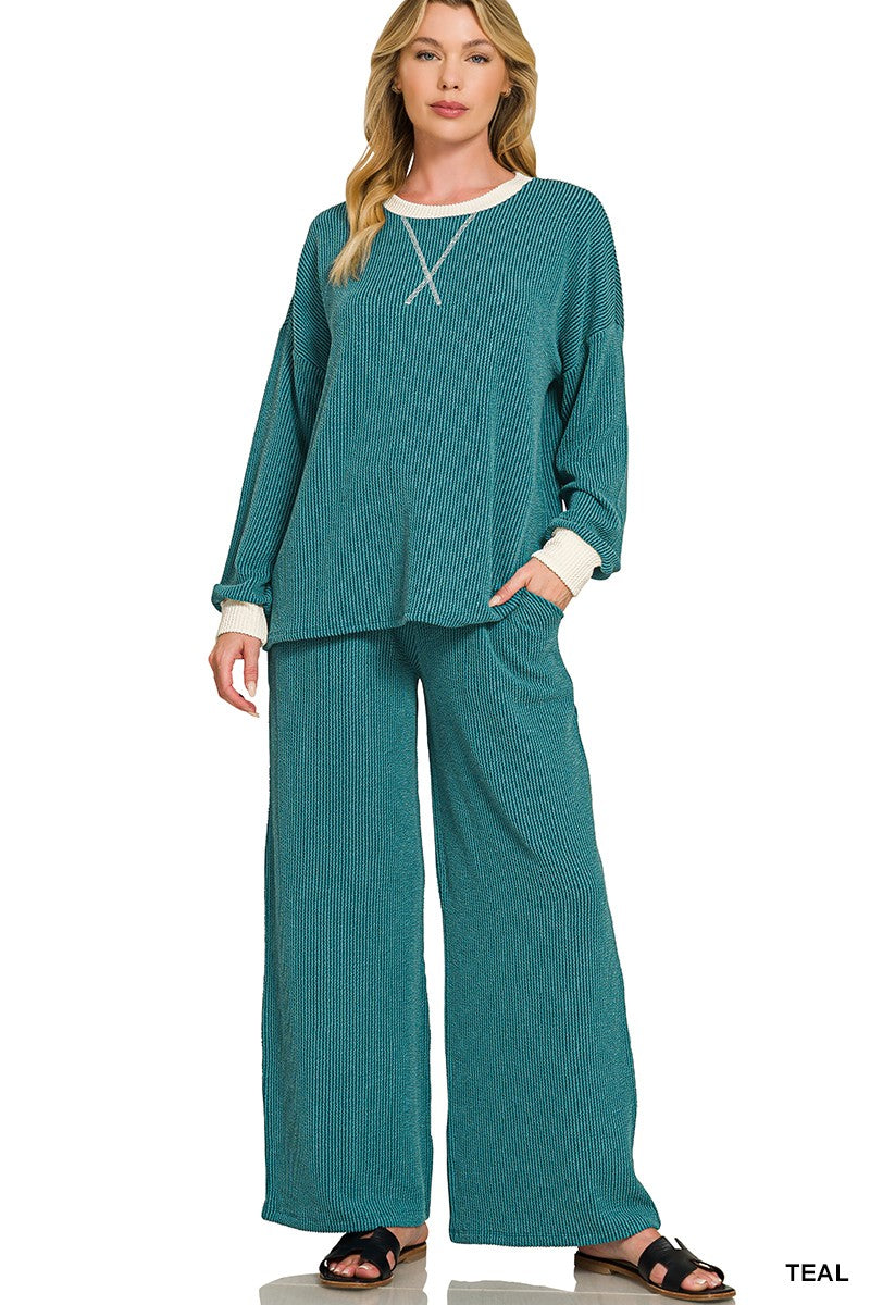 Making Wave Ribbed Pants Set Z840