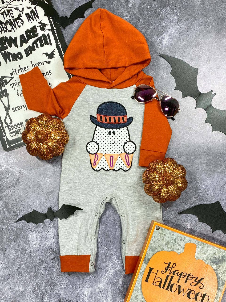 K153 Boys Hooded Baby Romper