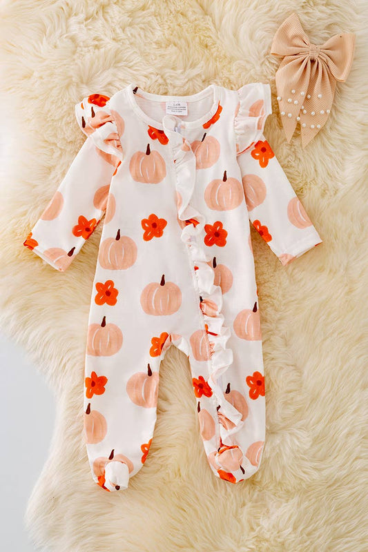 K143 PUMPKIN ONESIE W/RUFFLE