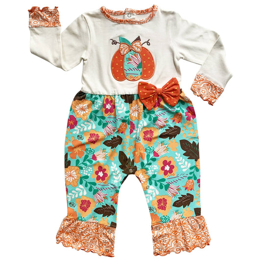 K101  Floral Pumpkin Romper