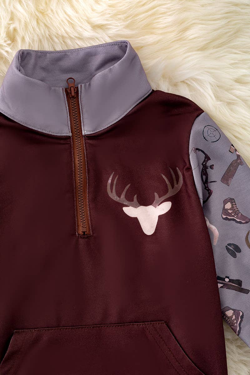 K138 DEER PRINTED BOYS SWEATSHIRT