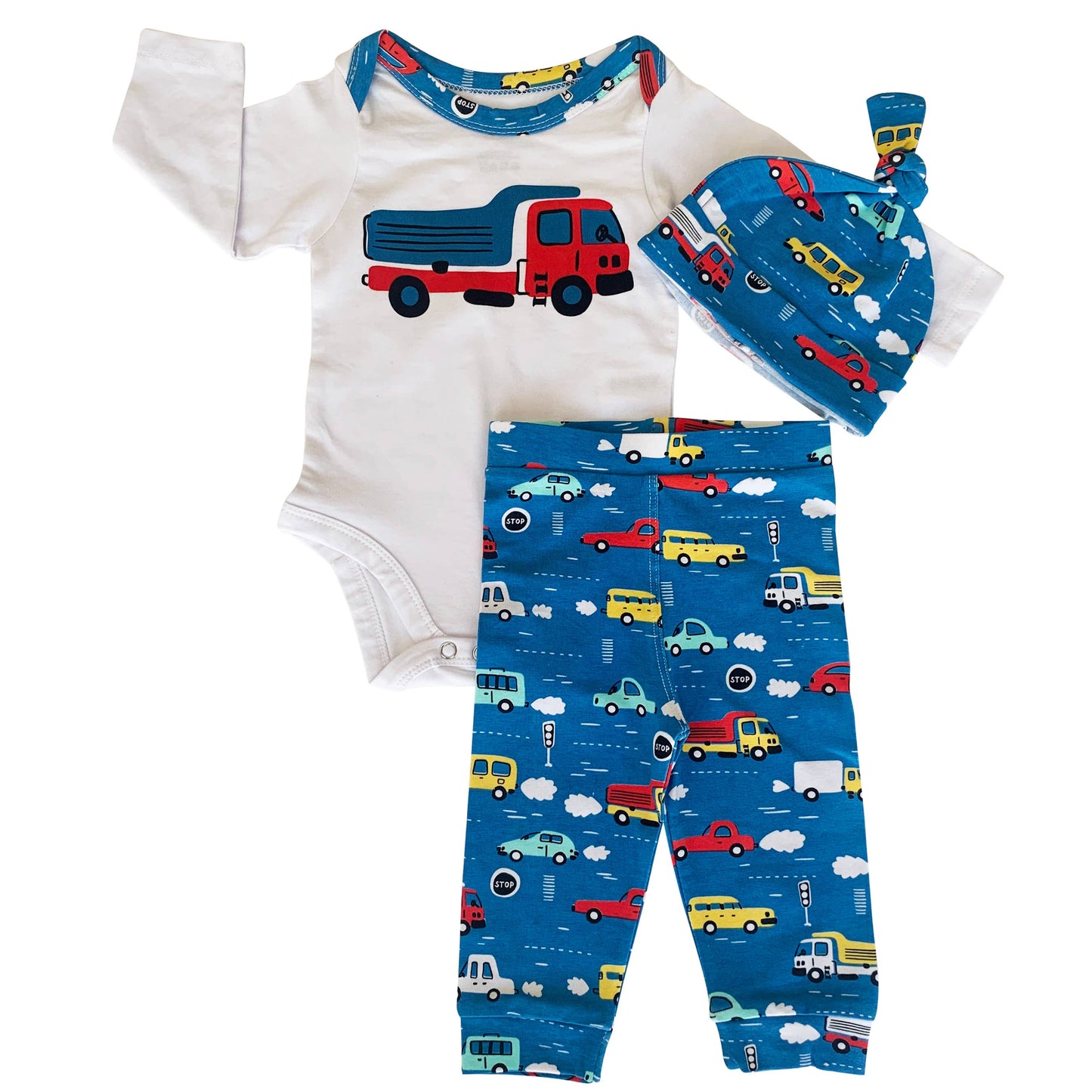 K103 Boys 3 pc Baby Onesie Cars & Trucks