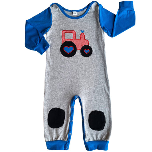 K112 Boys Long Sleeve Truck Romper