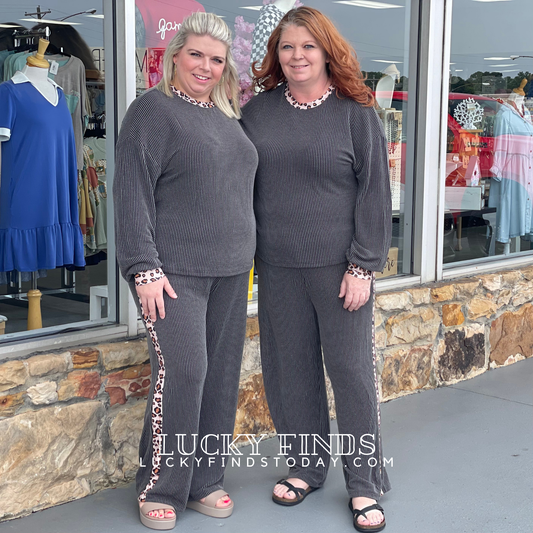 Amazing Leopard Trim Pants Set D1689