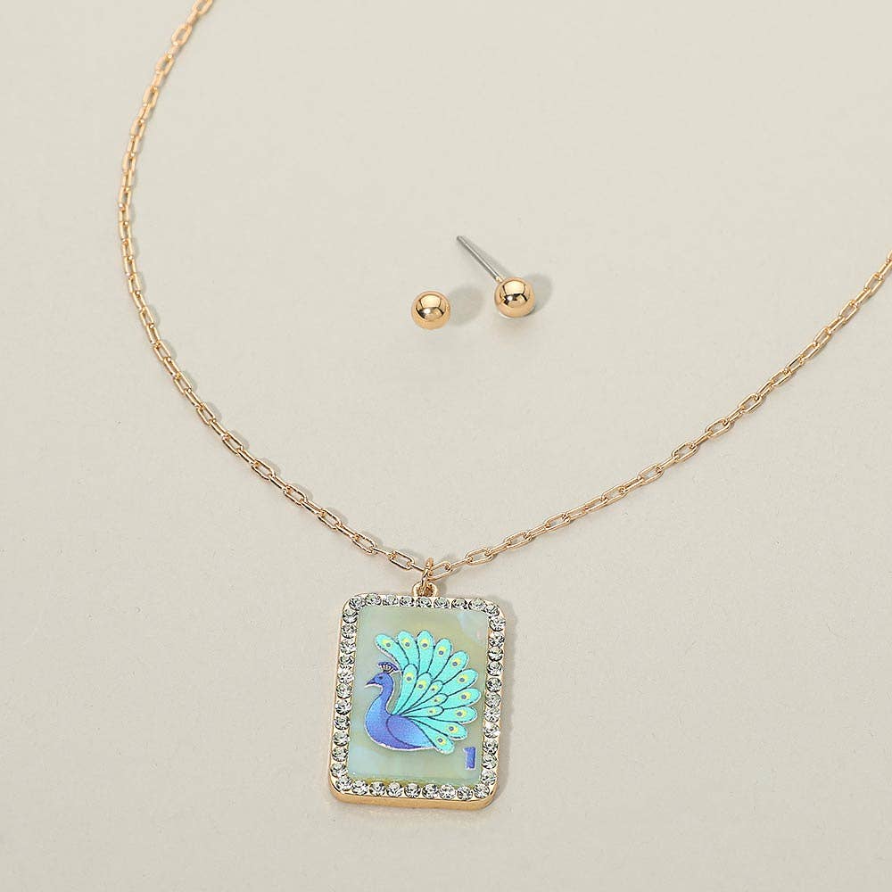 Peacock Frame Pendant Necklace