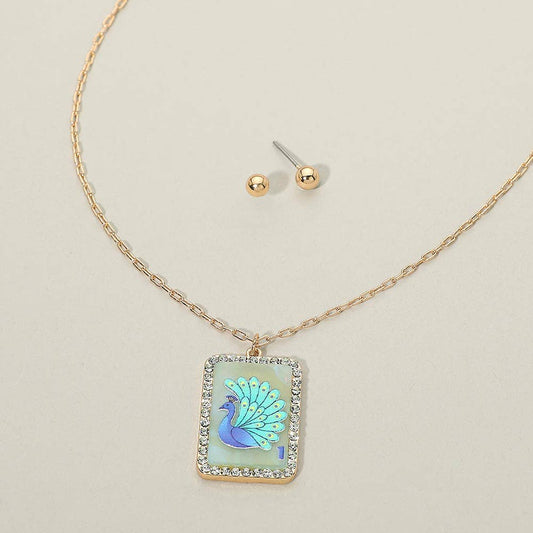 Peacock Frame Pendant Necklace