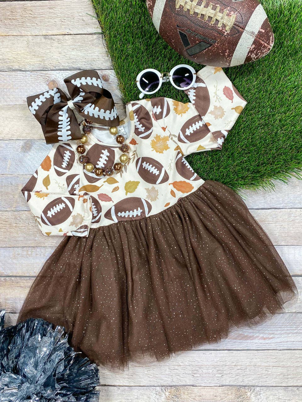 K157 Footballs Fall Tutu Dress