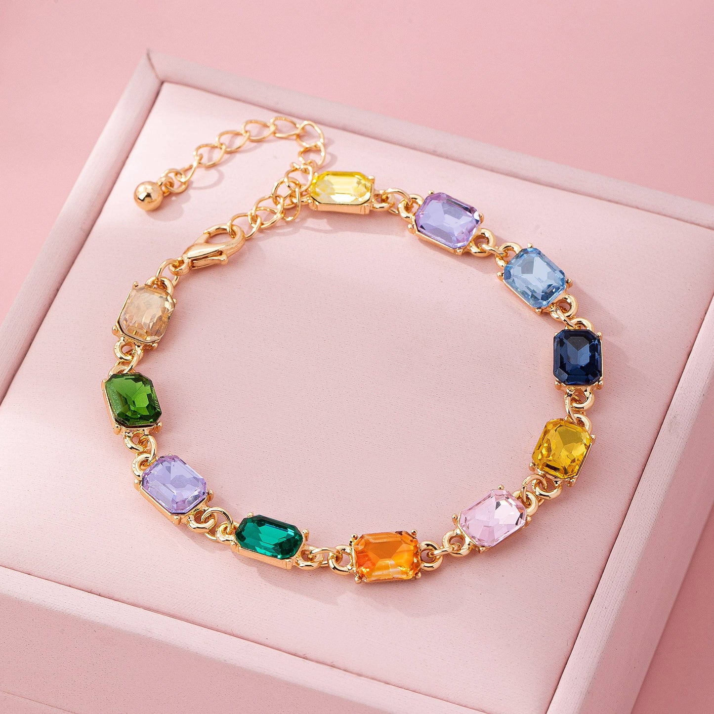 Rainbow Gemstone Tennis Bracelet