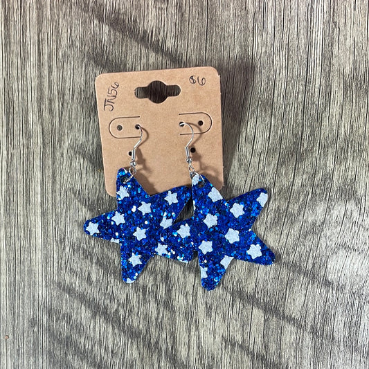White and Blue Star Earrings JN56