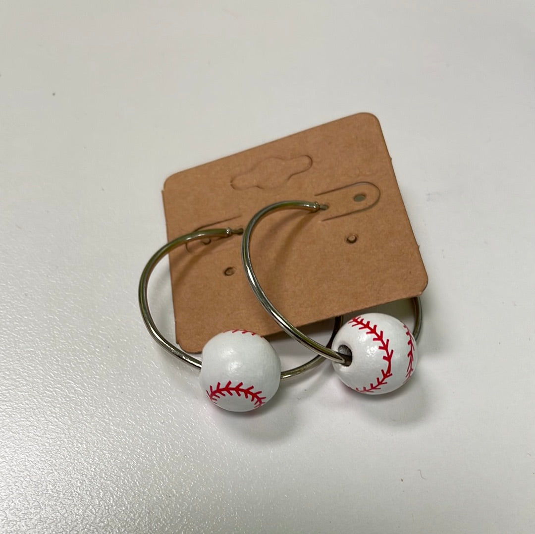 Play Ball Baseball Hoop Earrings JN036