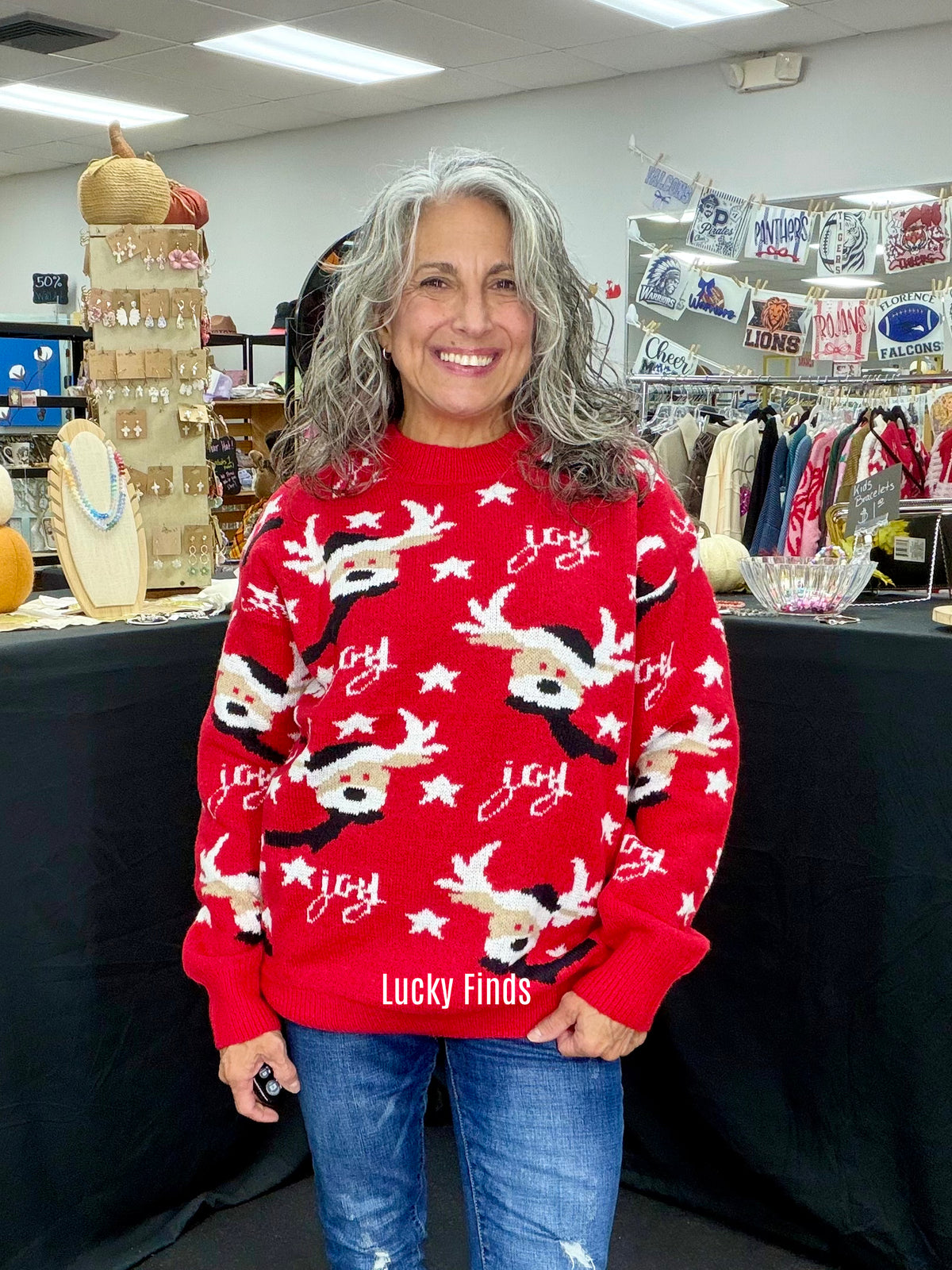 Holiday Print Sweater Top W502