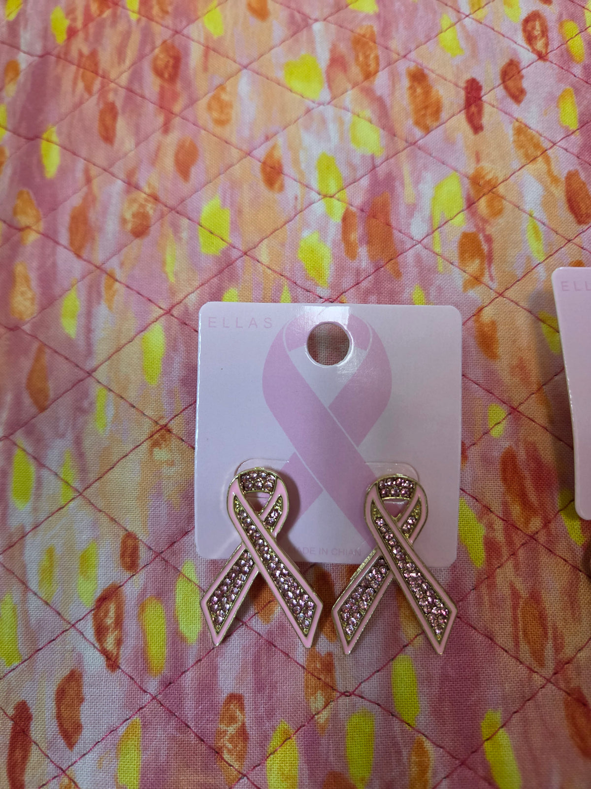 Breast Cancer Pink Ribbon Post Earrings E02