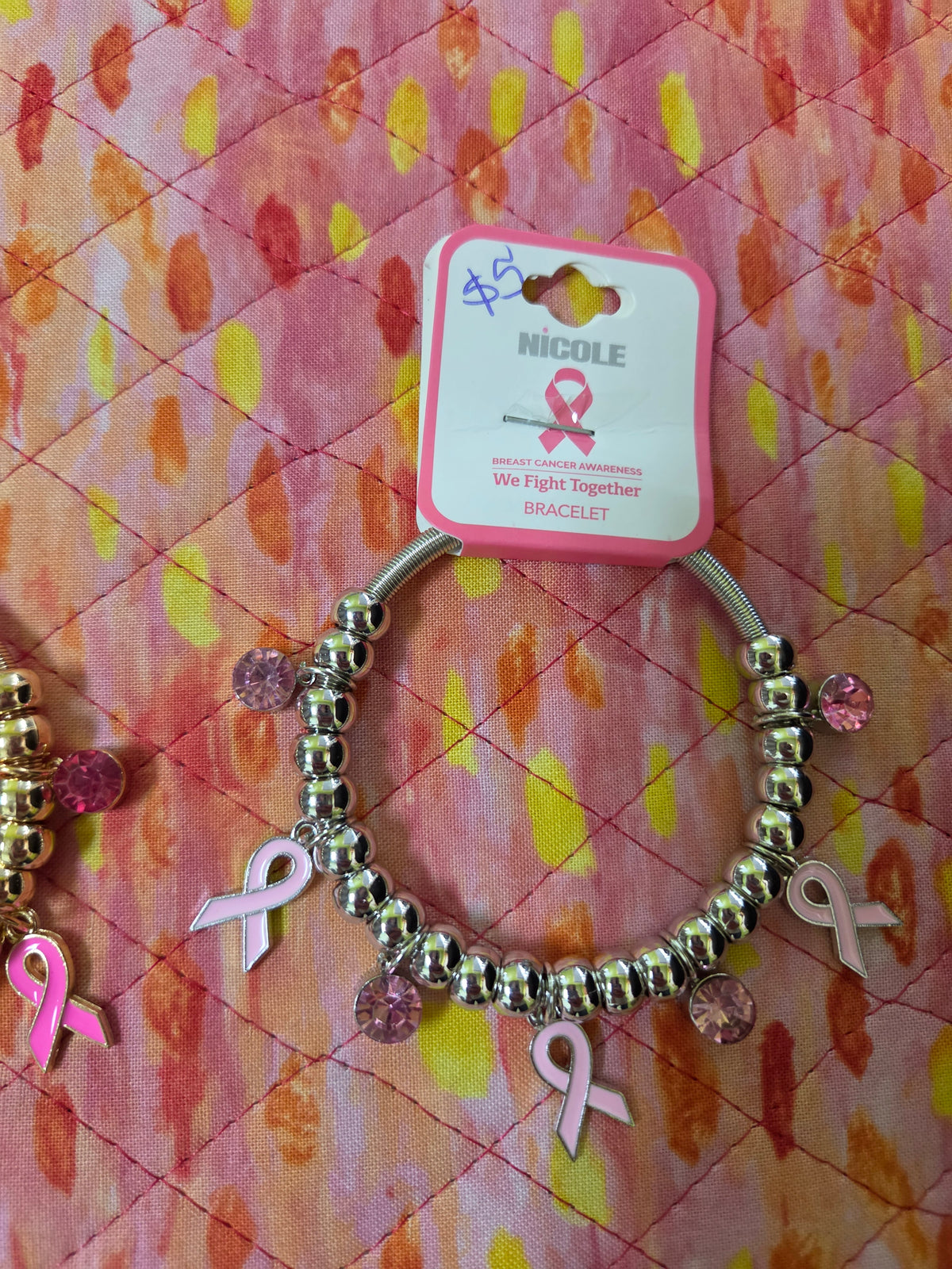 Breast Cancer Pink Ribbon Bracelet B01