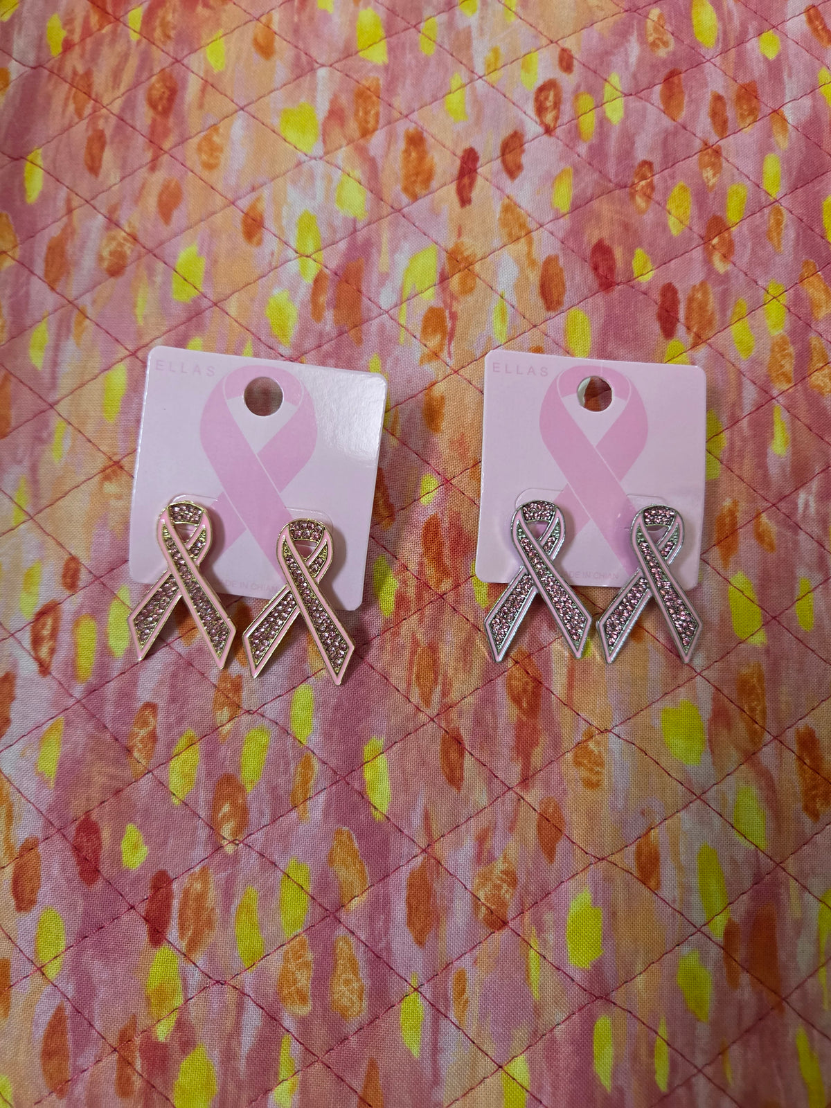 Breast Cancer Pink Ribbon Post Earrings E02