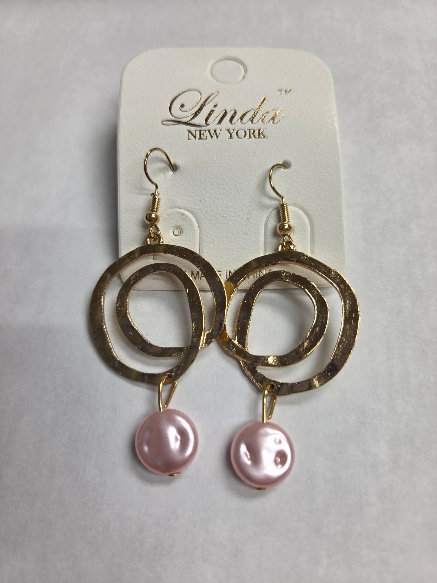 Gold Spiral Earrings with Pearl Accent