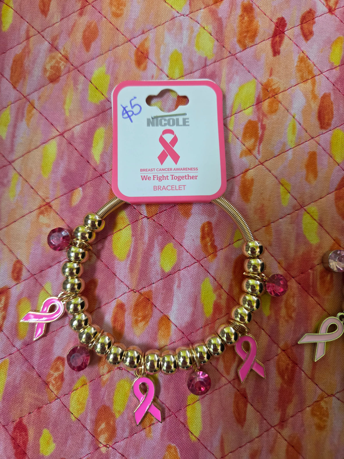 Breast Cancer Pink Ribbon Bracelet B01