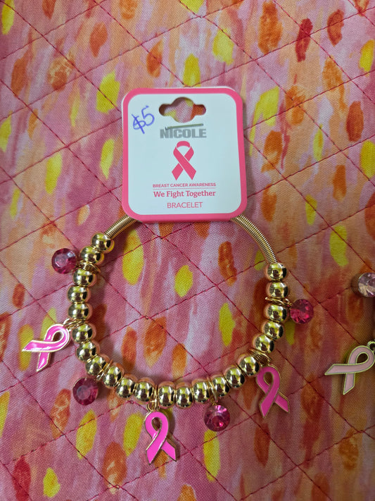 Breast Cancer Pink Ribbon Bracelet B01