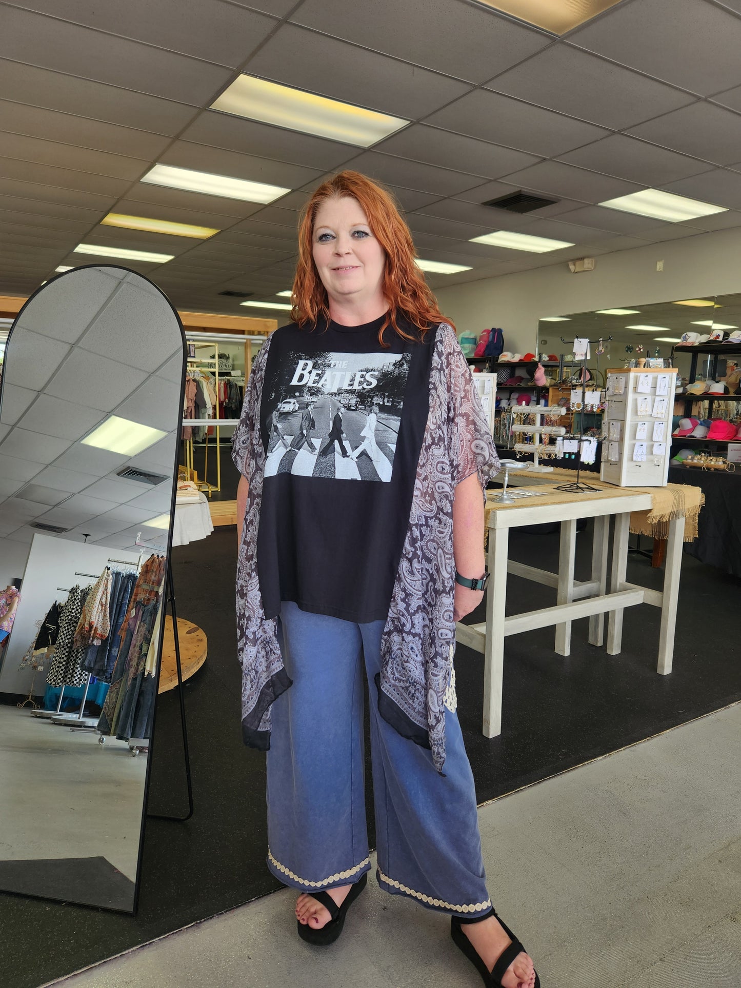 Upcycled Poncho Style Beatles TShirt