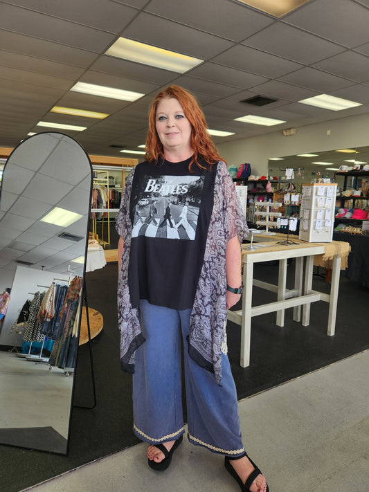 Upcycled Poncho Style Beatles TShirt