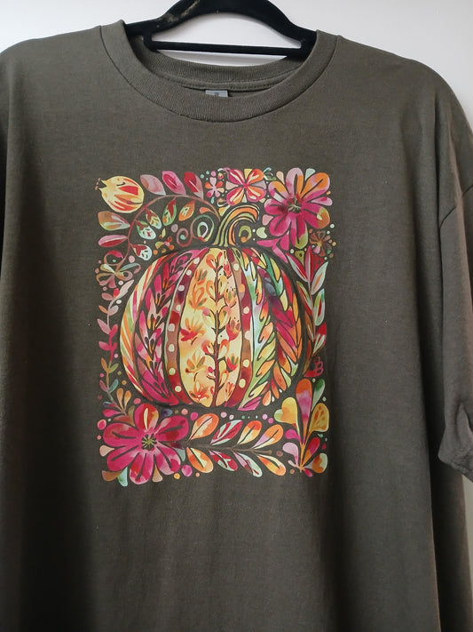 Fall Flowers and Pumpkin Graphic Tee