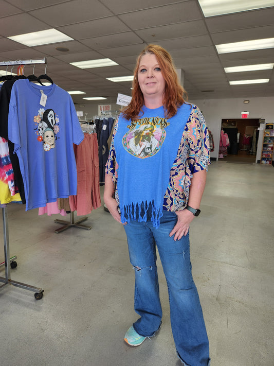 Upcycled Poncho Style Boho Tshirt