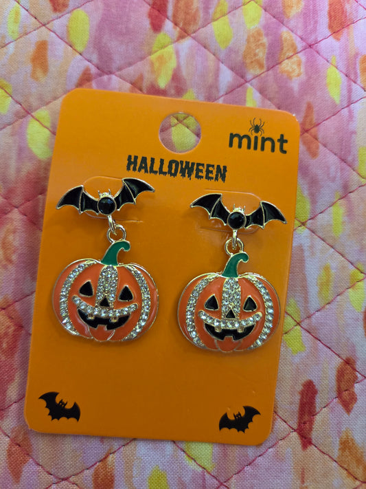 Sparkling Orange Pumpkin Earrings E07