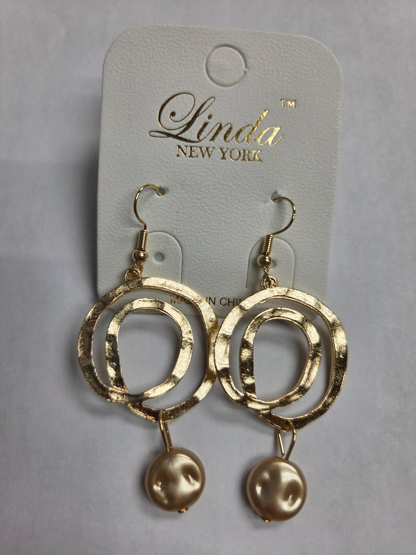 Gold Spiral Earrings with Pearl Accent