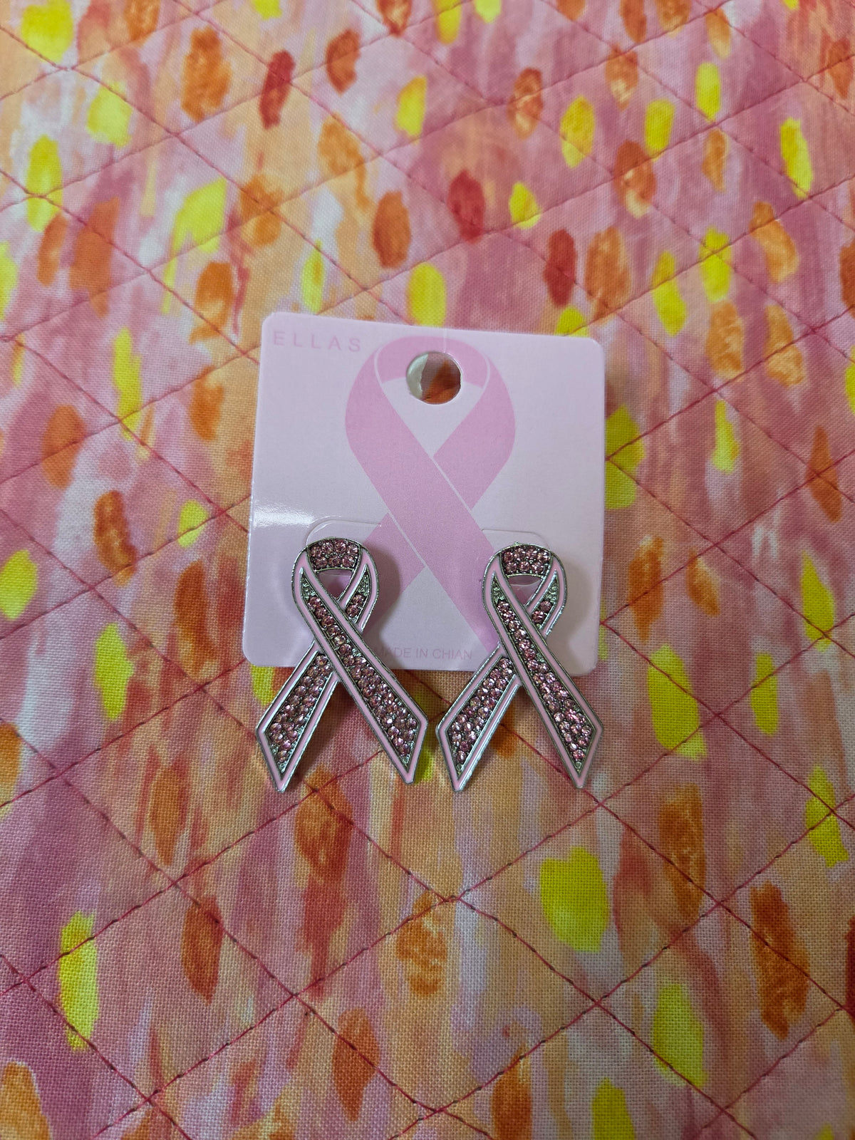 Breast Cancer Pink Ribbon Post Earrings E02