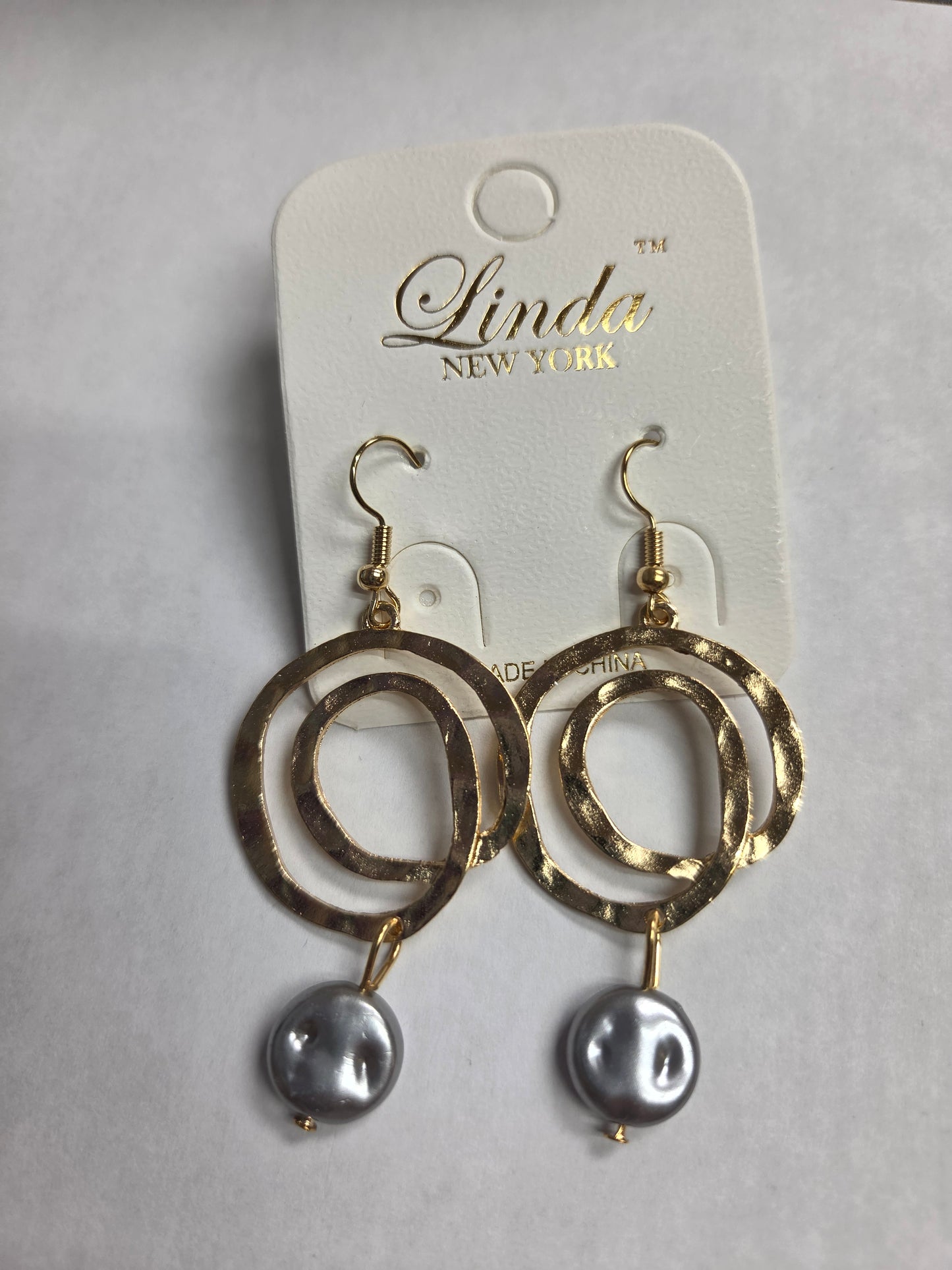 Gold Spiral Earrings with Pearl Accent