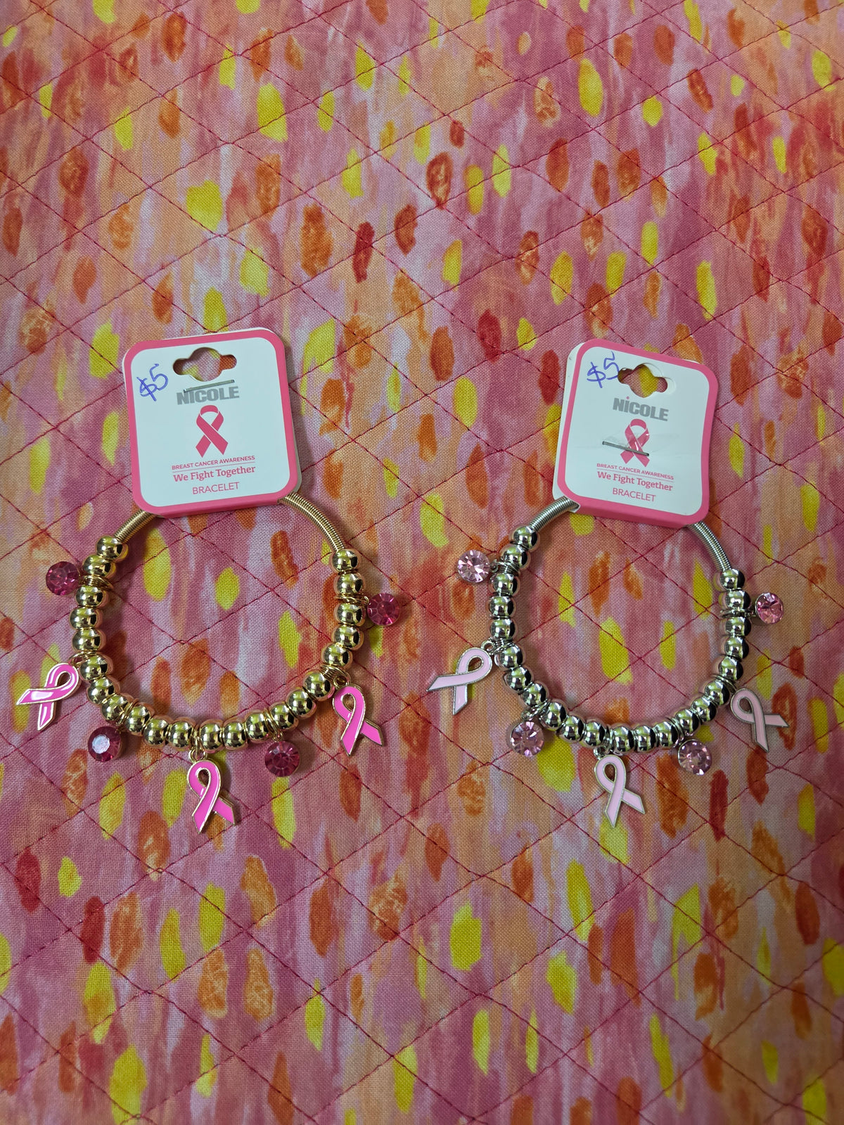 Breast Cancer Pink Ribbon Bracelet B01