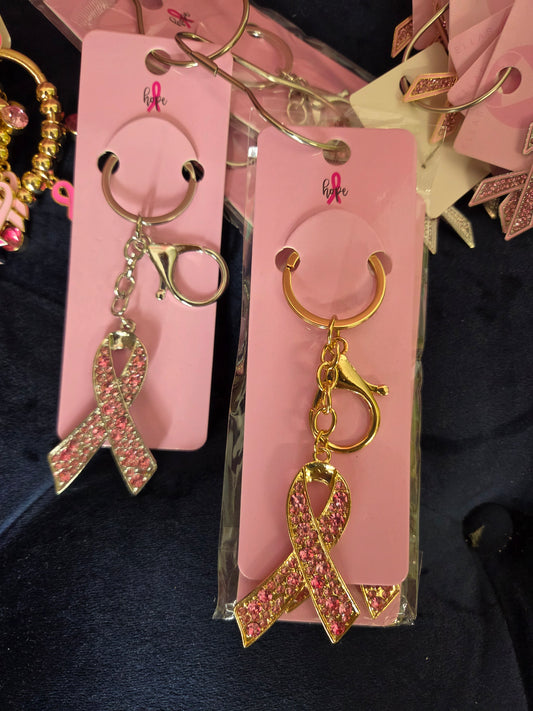 Breast Cancer Pink Ribbon Key Chain/Bag Charm KC01