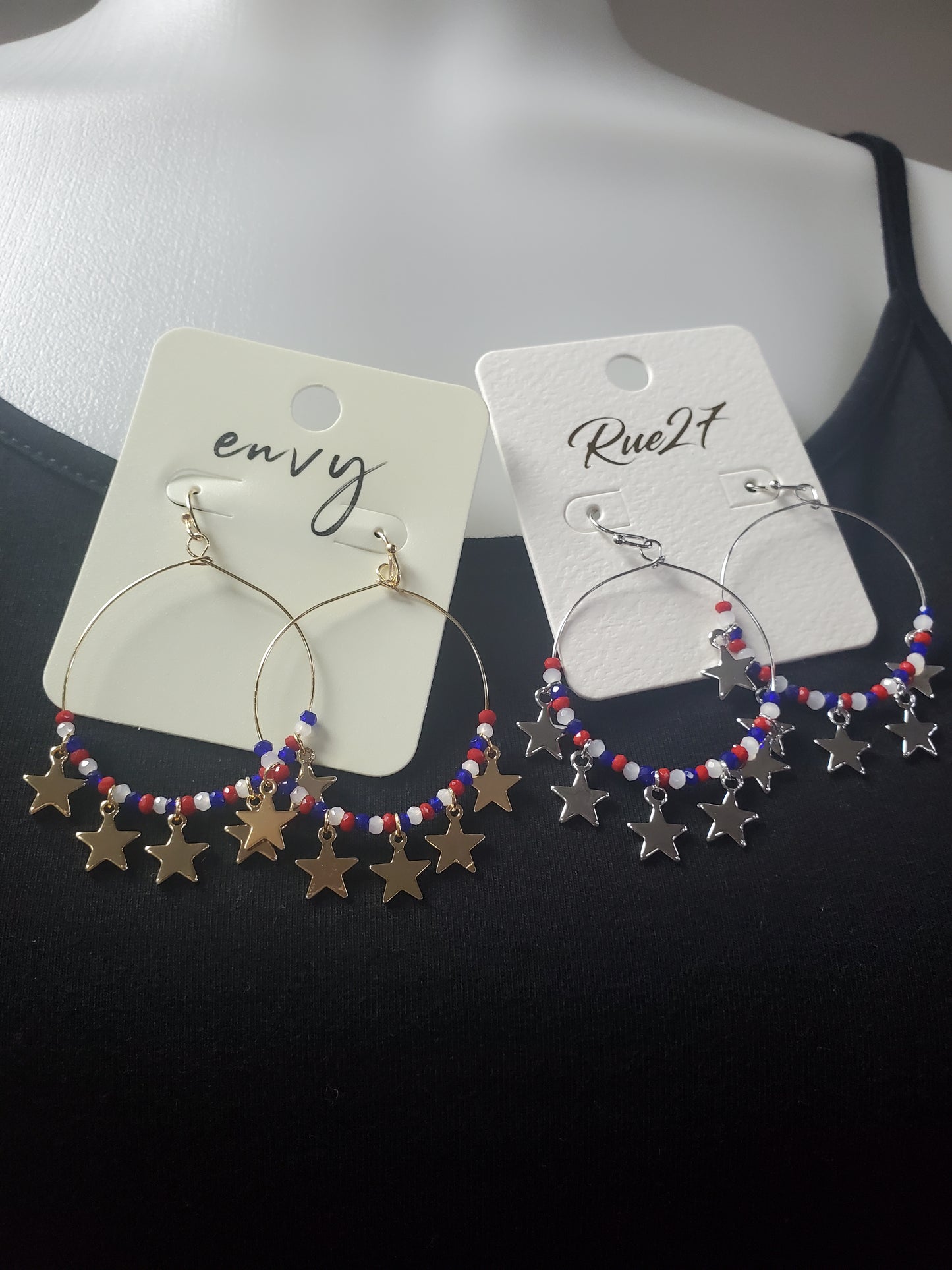 Red White and Blue Star Earrings