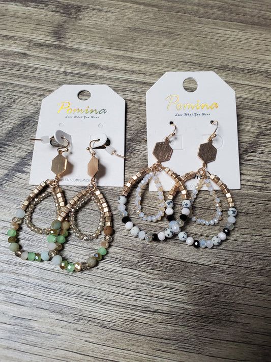 Stone and crystal bead earrings JP108