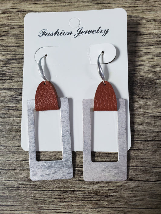 Silver and Leather Earrings