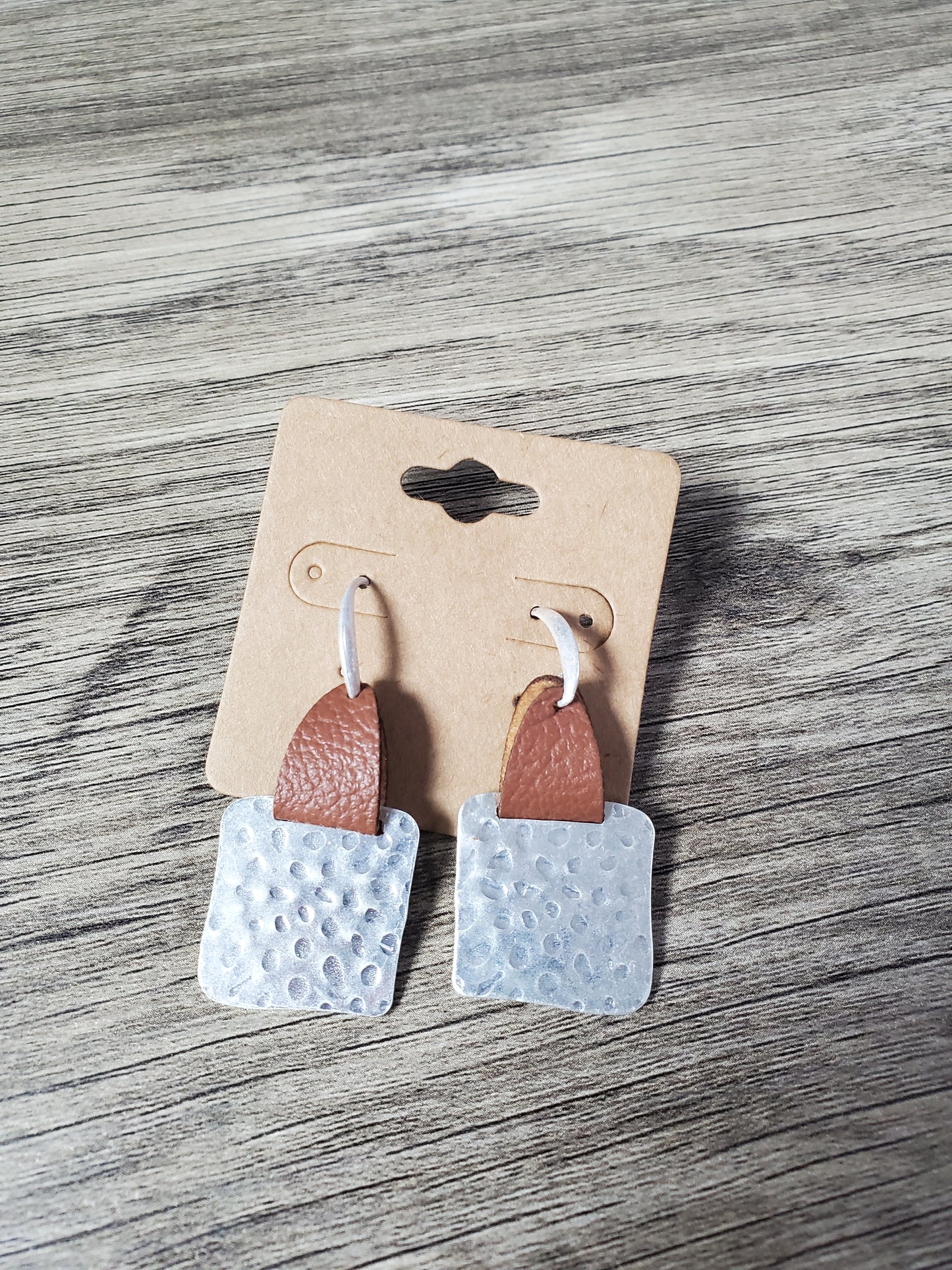 Silver and Leather Earrings