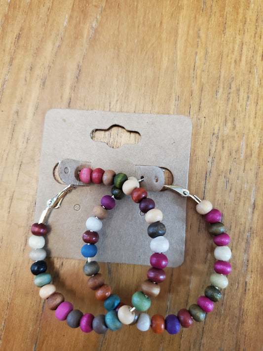 Shades of Fall Wood bead hoops JN706
