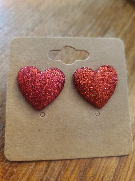 Glitter Heart Post Earrings JV107