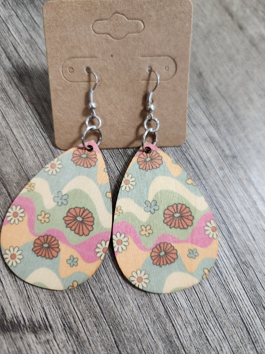 Retro Floral Print Earrings JSP107