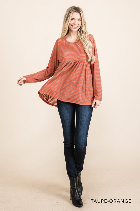 6893 My Fav Striped Top, Taupe