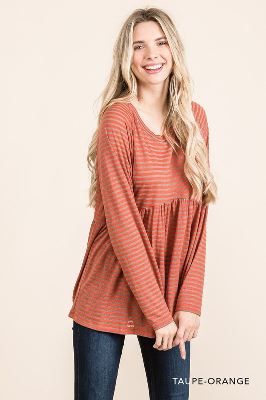 6893 My Fav Striped Top, Taupe